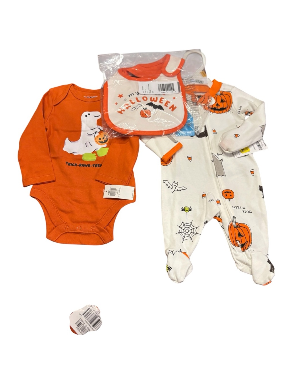 NWT NB Carter’s Halloween footed 1 pc and bib with 0-3M Old Navy Onesie